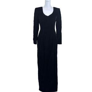 Vintage black velvet sheath maxidress, classic, old money,‎ Hollywood, glamorous